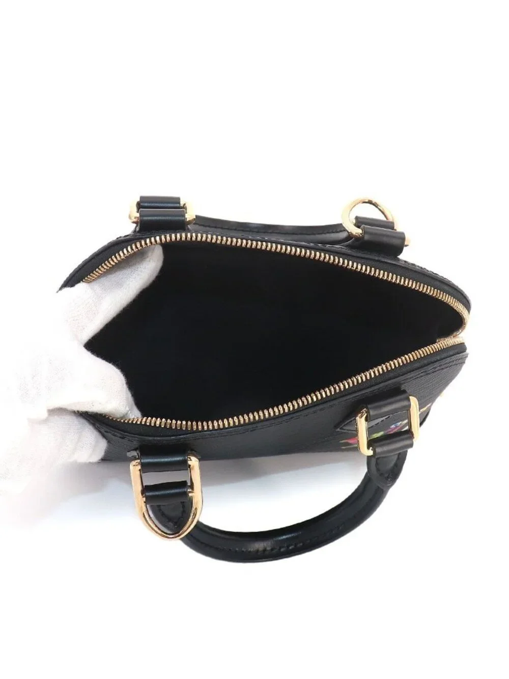 Louis Vuitton LV Takashi Murakami Epi Alma BB 2-Way Bag Black